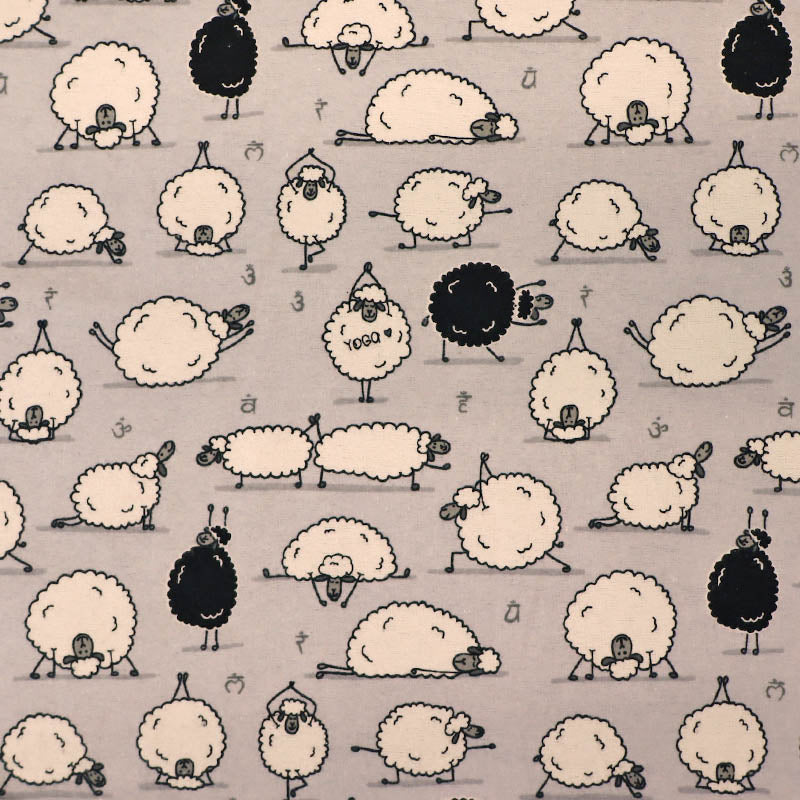 Brushed Cotton - Sheep - Grey - Shaun