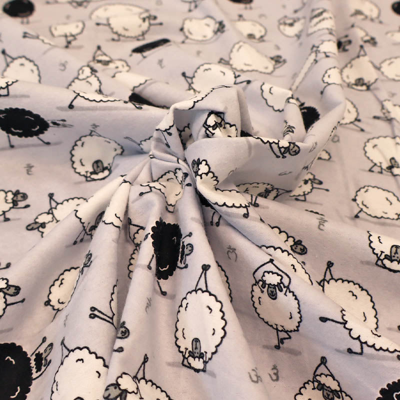 Brushed Cotton - Sheep - Grey - Shaun