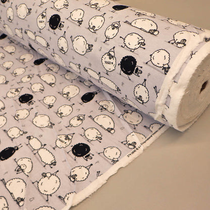 Brushed Cotton - Sheep - Grey - Shaun