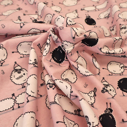 Brushed Cotton - Sheep - Pink - Dolly