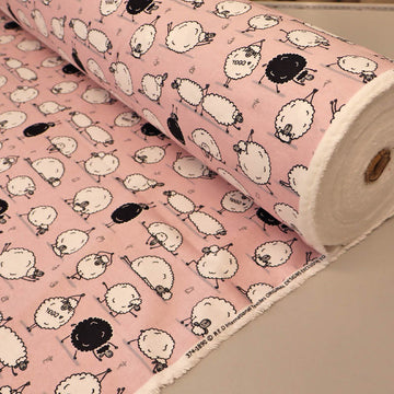 Brushed Cotton - Sheep - Pink - Dolly