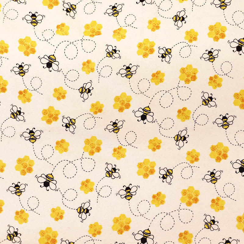 Brushed Cotton -  Worker Bee White - Fallowfield