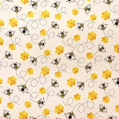Brushed Cotton -  Worker Bee White - Fallowfield