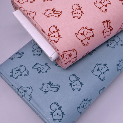 Brushed Cotton - Mild Blue and Dark Green - Anna's Kitten