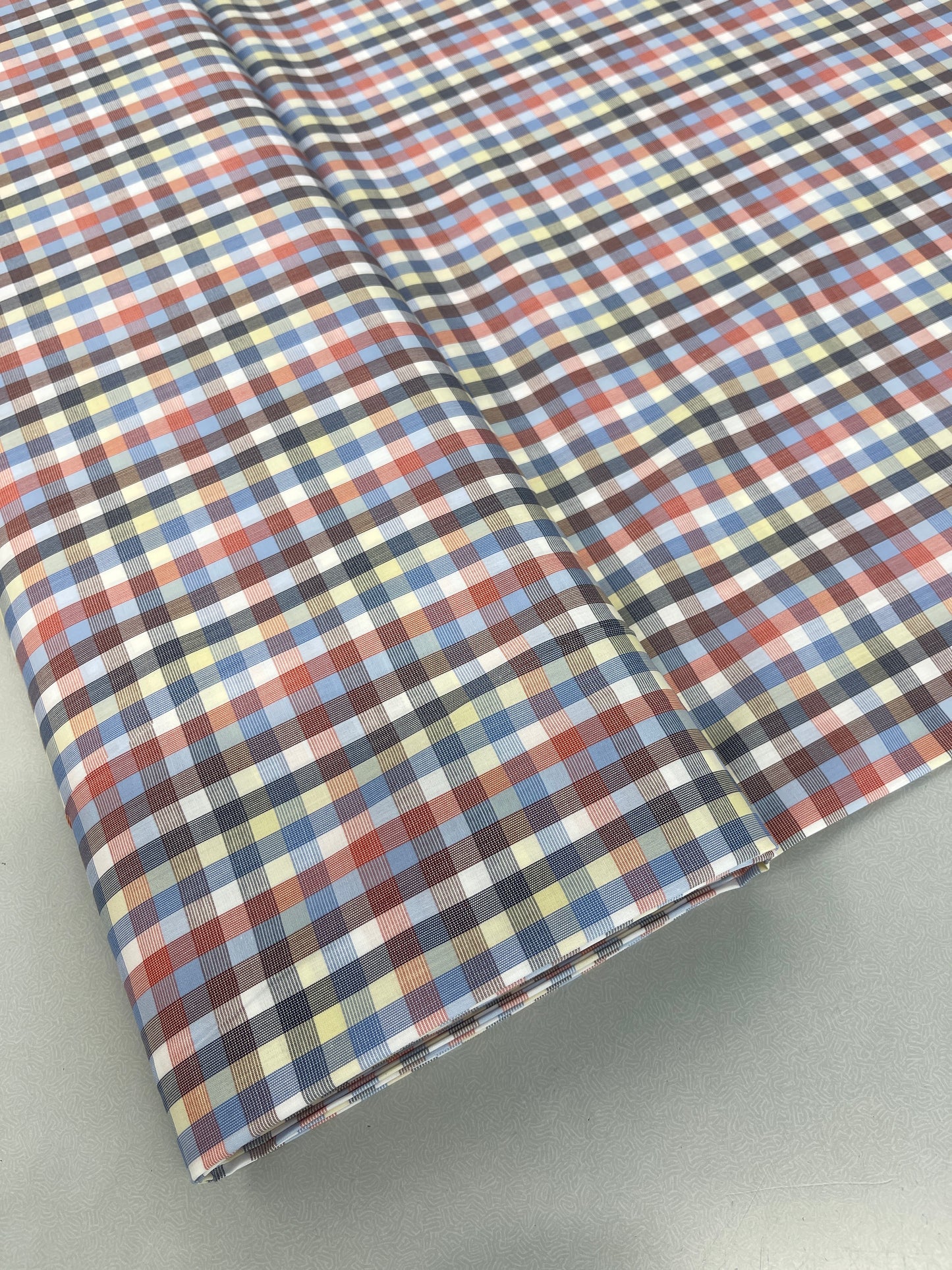 Deadstock Cotton Check - Yellow, Orange and Blue