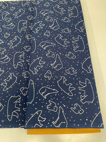 Printed Cotton - Navy - Polar Bear