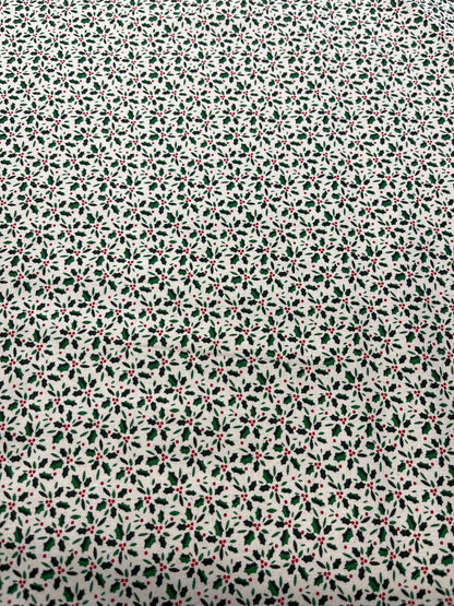 White Christmas Cotton - Holly Berry