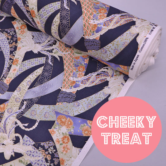 100% Cotton - Made in Japan - Metallic Doves - Blue