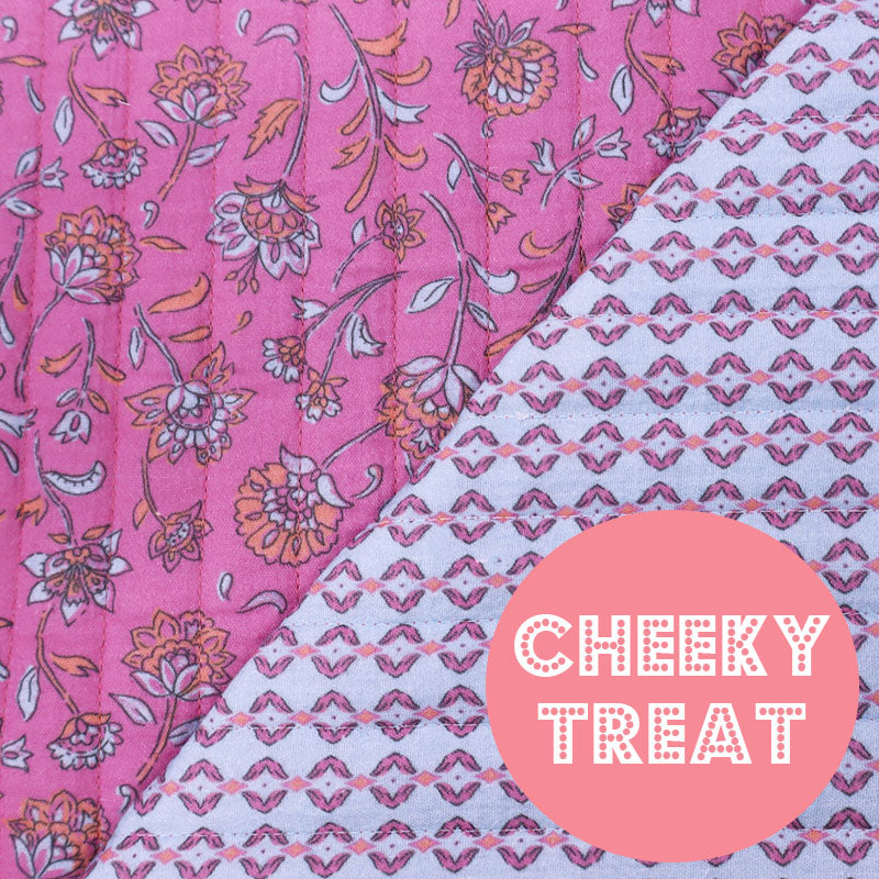 Quilted Double Gauze - Pink/Blue - Floral