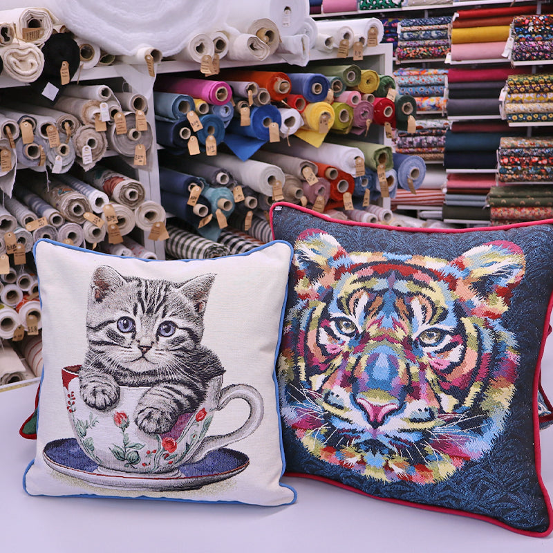 Tapestry Kitten and Tea Cushion/Bag Panel