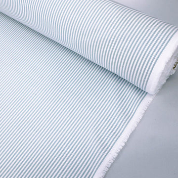 100% Cotton Striped Chambray Fabric - Duck Egg Blue