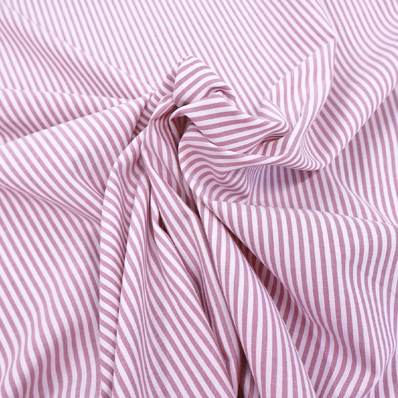 100% Cotton Striped Chambray Fabric - Mauve