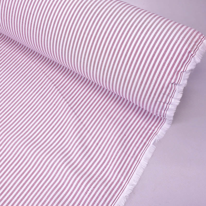 100% Cotton Striped Chambray Fabric - Mauve