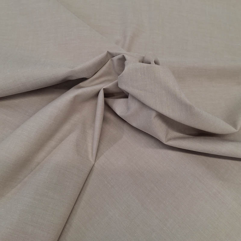 100% Cotton Chambray Fabric - Plain Taupe or Beige