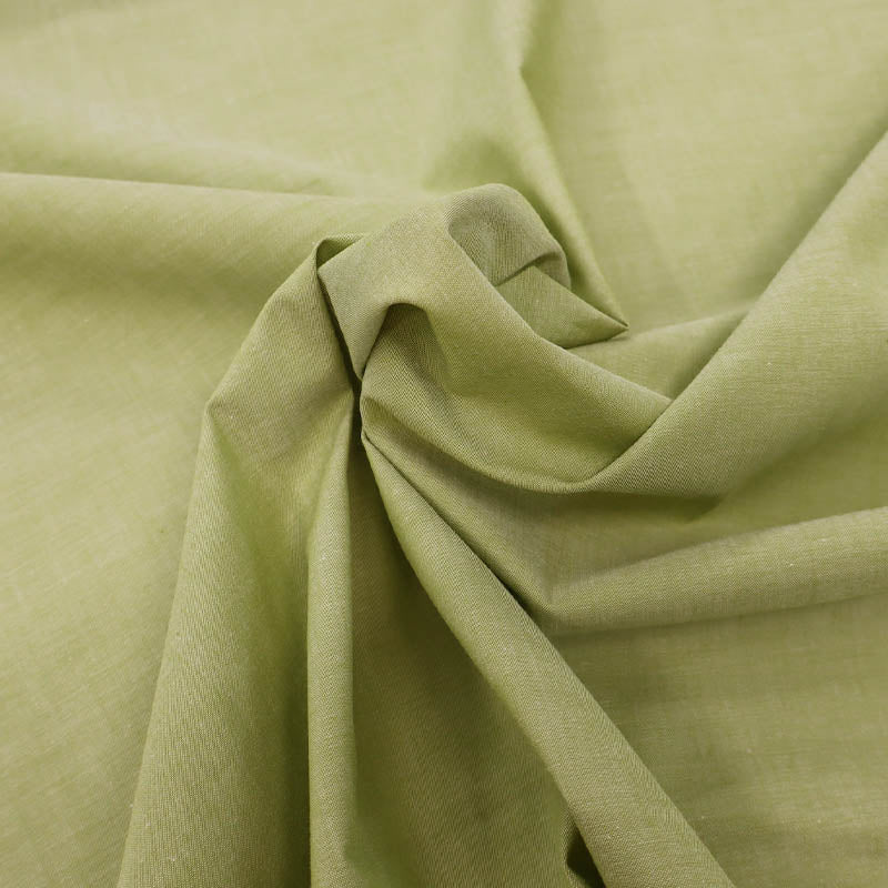 100% Cotton Chambray Fabric - Plain Green