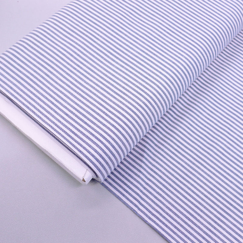 100% Cotton Chambray Fabric - Denim Blue Stripe