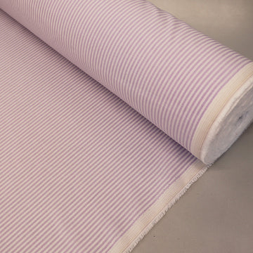 100% Cotton Chambray Fabric - Lilac and White Stripe