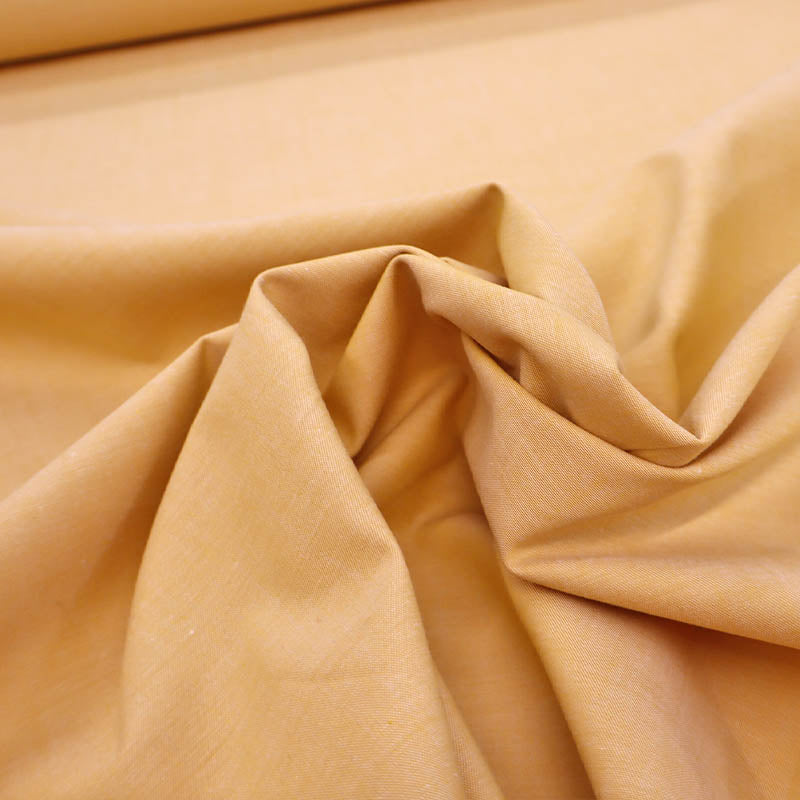 100% Cotton Chambray Fabric - Plain Turmeric Yellow