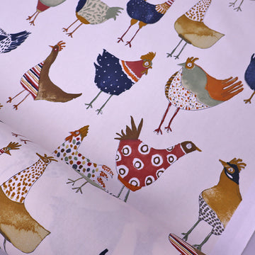 100% Cotton Hen Design White Furnishing Fabric