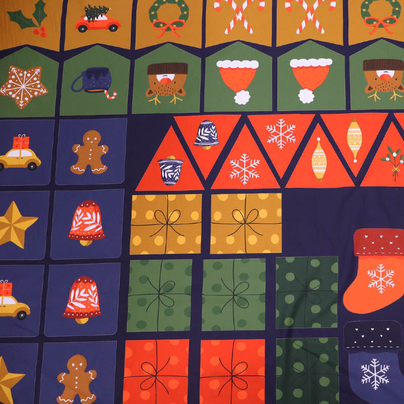 100% Cotton Poplin Christmas Bunting Panel Fabric - Navy and Multicoloured makes 24 flags