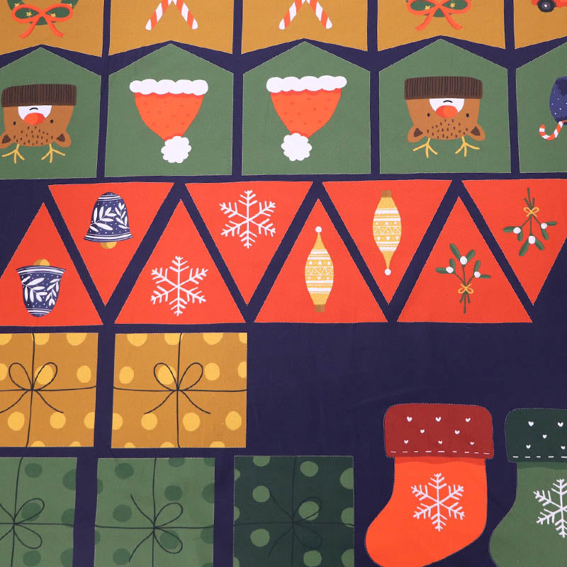 100% Cotton Poplin Christmas Bunting Panel Fabric - Navy and Multicoloured makes 24 flags