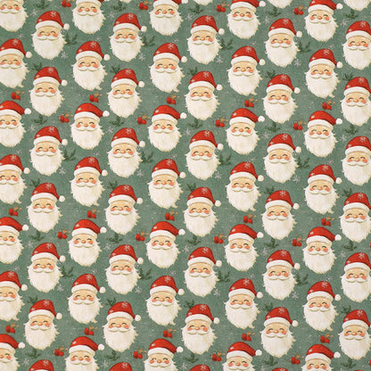Christmas Cotton - Green - Smiling Father Christmas