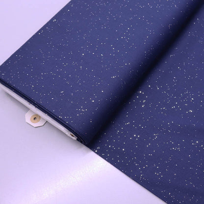 100% Cotton Dark Blue Christmas Fabric - Silver Glitter
