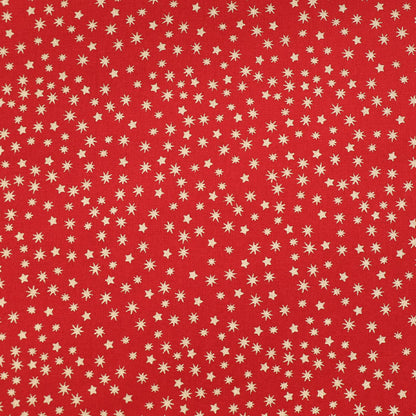 100% Cotton Star Print Cotton Fabric - Red with Gold Stars