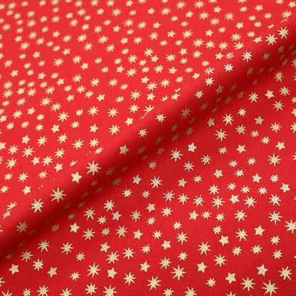 100% Cotton Star Print Cotton Fabric - Red with Gold Stars