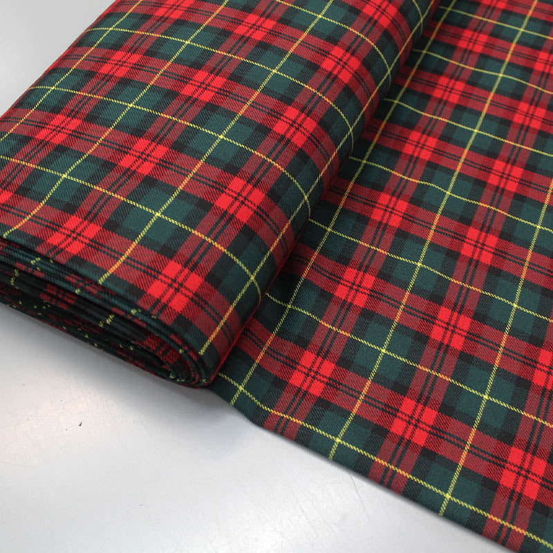 65% Polyester 35% Viscose   Red and Green Tartan Fabric 