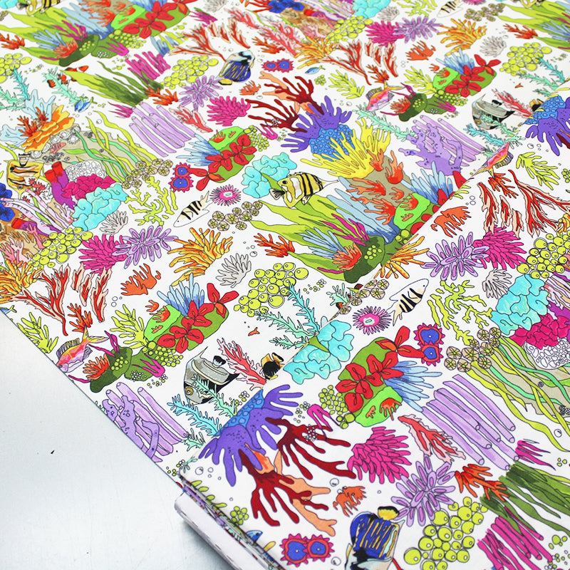 100% Cotton  Multicoloured Coral Reef Print Cotton Fabric