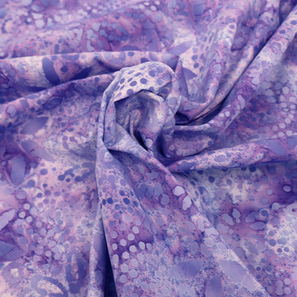 100% Cotton Batik Fabric - Purple Shades Floral 