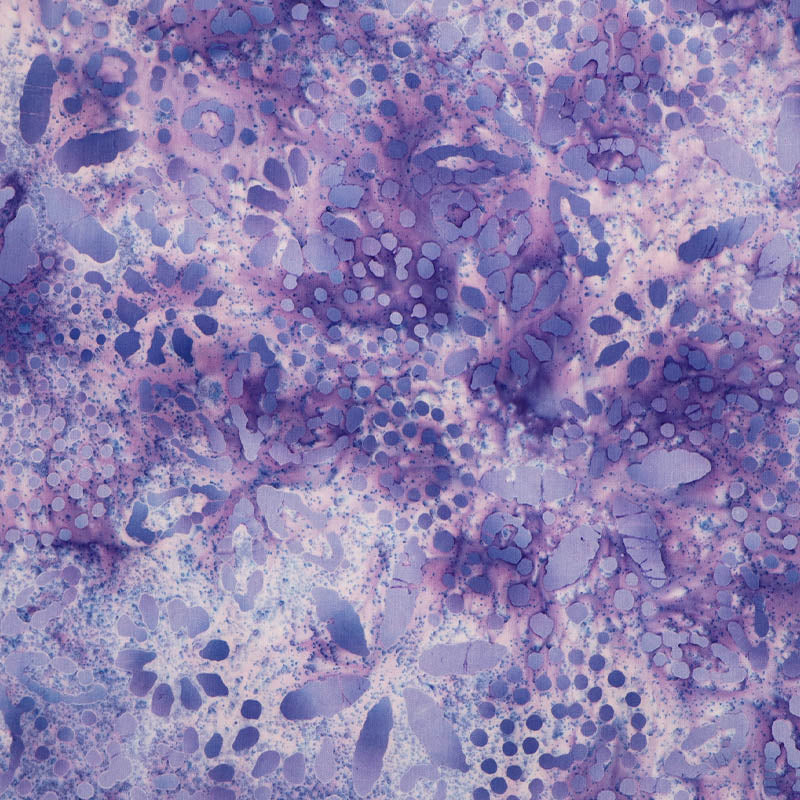 100% Cotton Batik Fabric - Purple Shades Floral 