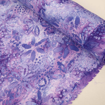 100% Cotton Batik Fabric - Purple Shades Floral 