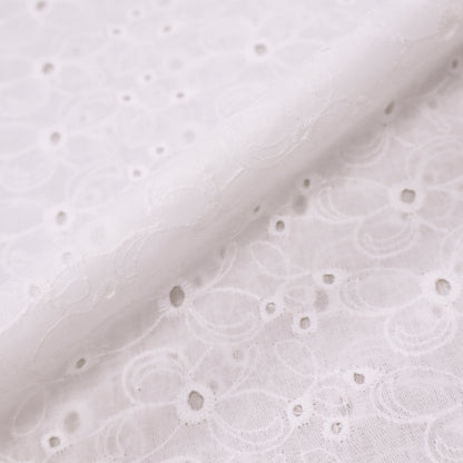 Cotton Broderie Anglaise - Natural White - Butterfly Flowers
