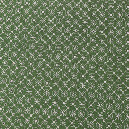 100% cotton Green Floral Broderie Anglaise Fabric