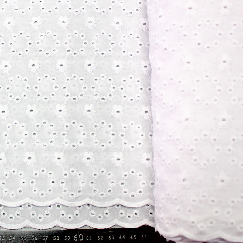 White 100% cotton Broderie Anglaise Fabric - Daisy Chain