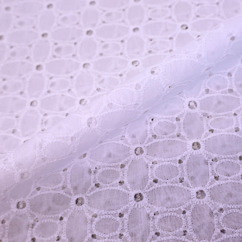 100% Cotton White Broderie Anglaise Fabric - Sun Daze