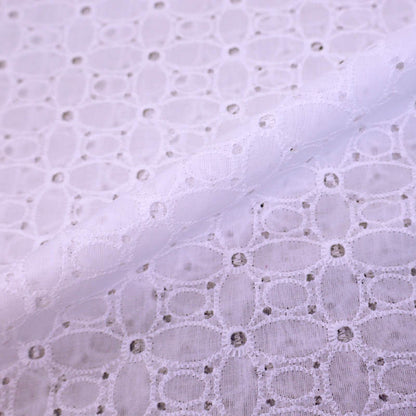 100% Cotton White Broderie Anglaise Fabric - Sun Daze