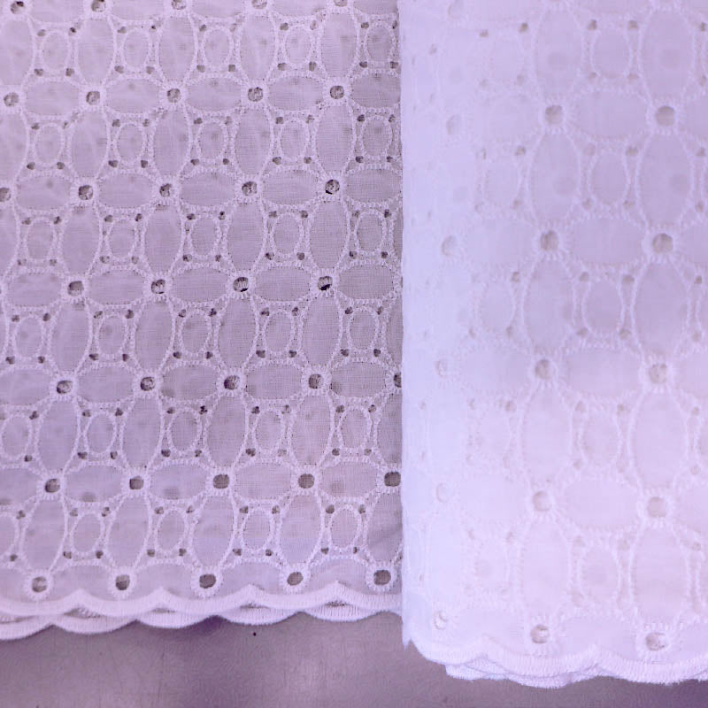 100% Cotton White Broderie Anglaise Fabric - Sun Daze