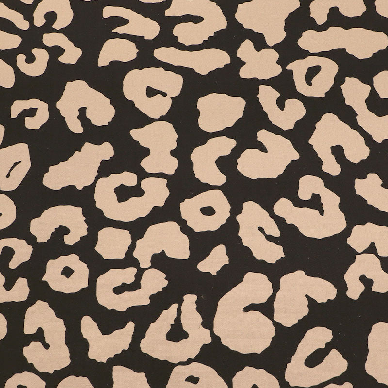 100% Cotton Canvas Fabric - Black & Beige Leopard Print