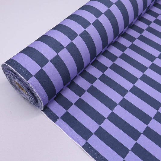 100% Cotton Cotton Canvas Geometric Fabric - Dark Blue and Lavender Purple