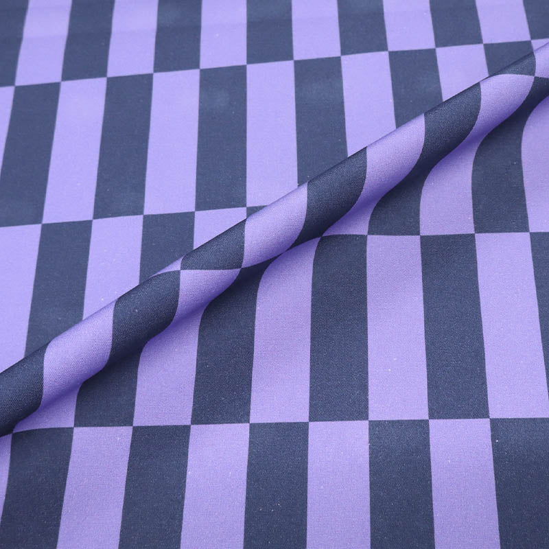 100% Cotton Cotton Canvas Geometric Fabric - Dark Blue and Lavender Purple