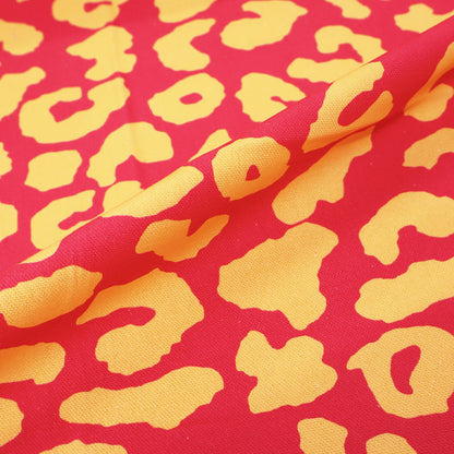 Cotton Canvas - Bright Pink and Orange - Leopard Print