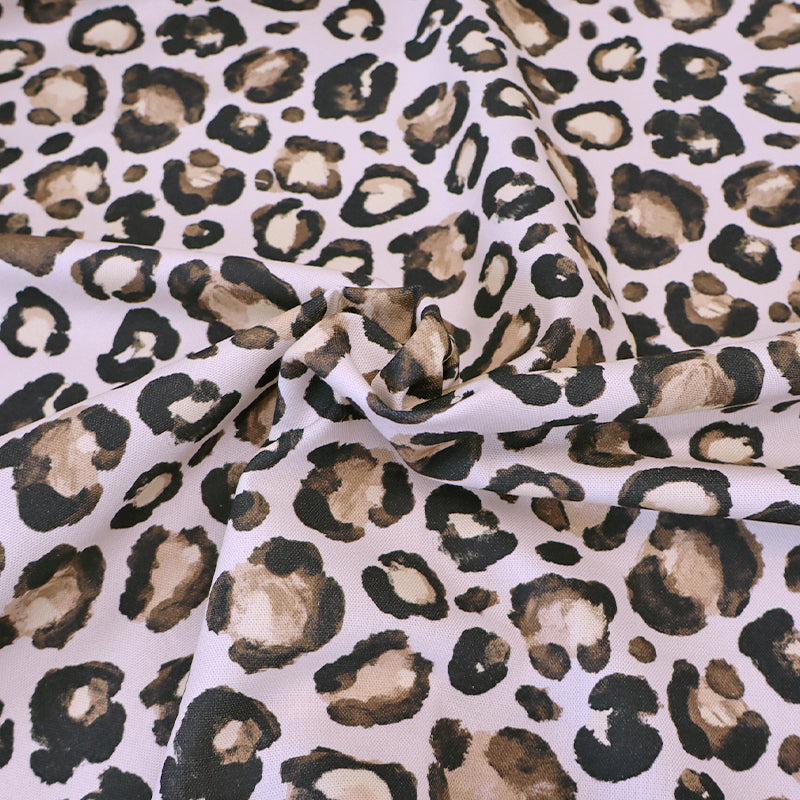 100% Cotton Cream Cotton Canvas Leopard Print Fabric