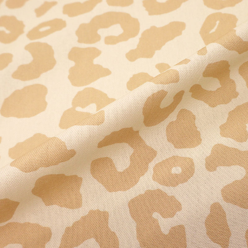 Cotton Canvas - Cream and Beige - Leopard Print