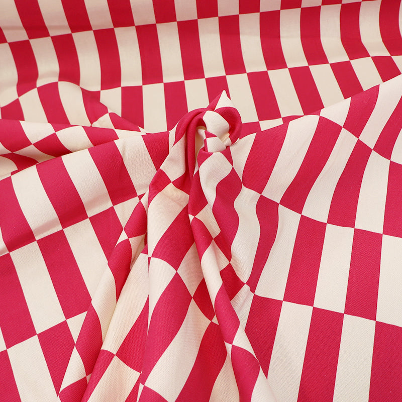 100% Cotton Canvas Fabric - Cream and Pink Geometric design