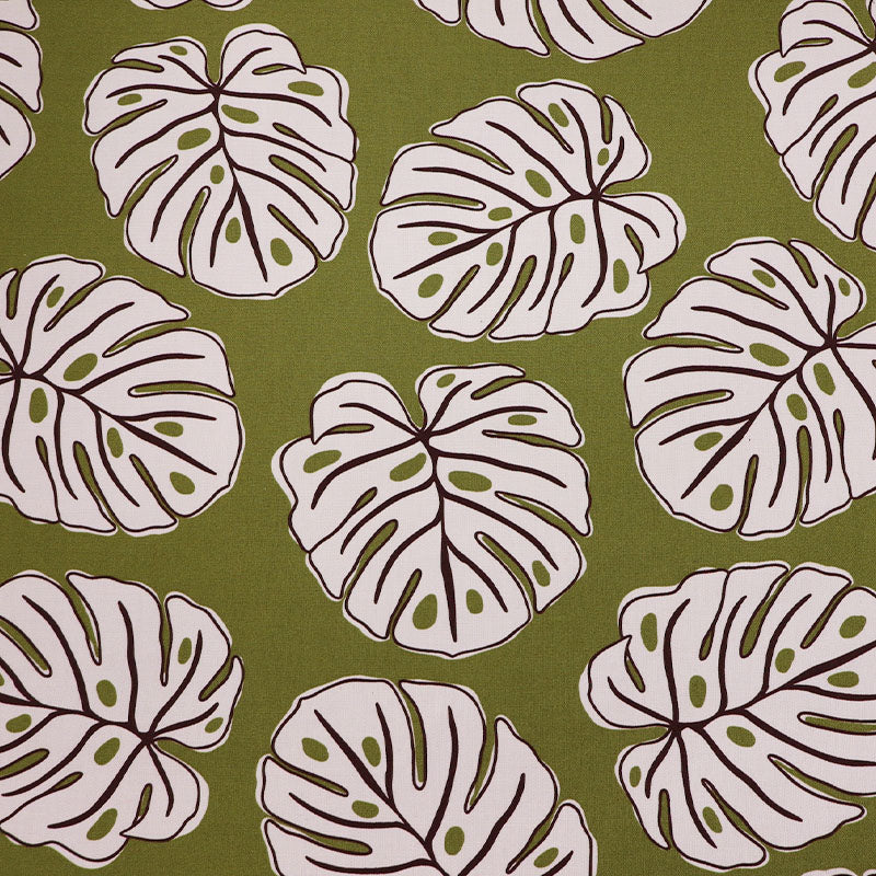 100% Cotton Canvas Fabric - Green and Cream Palm Print