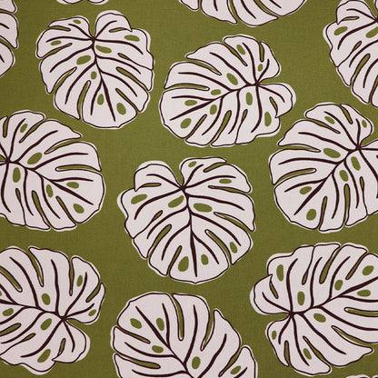 Cotton Canvas - Green and Cream - Palms