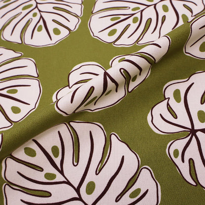 Cotton Canvas - Green and Cream - Palms